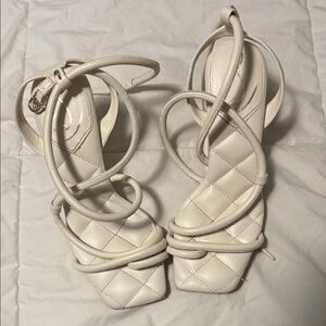 Sam Edelman White Quilted Strappy Heels